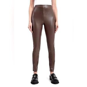 MaxMara Leisure Ornella Faux Leather Slim Pants L in Tan Beige NWOT